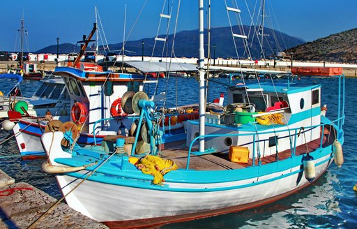 Traditional fishing boats in the Port of Kefalonia