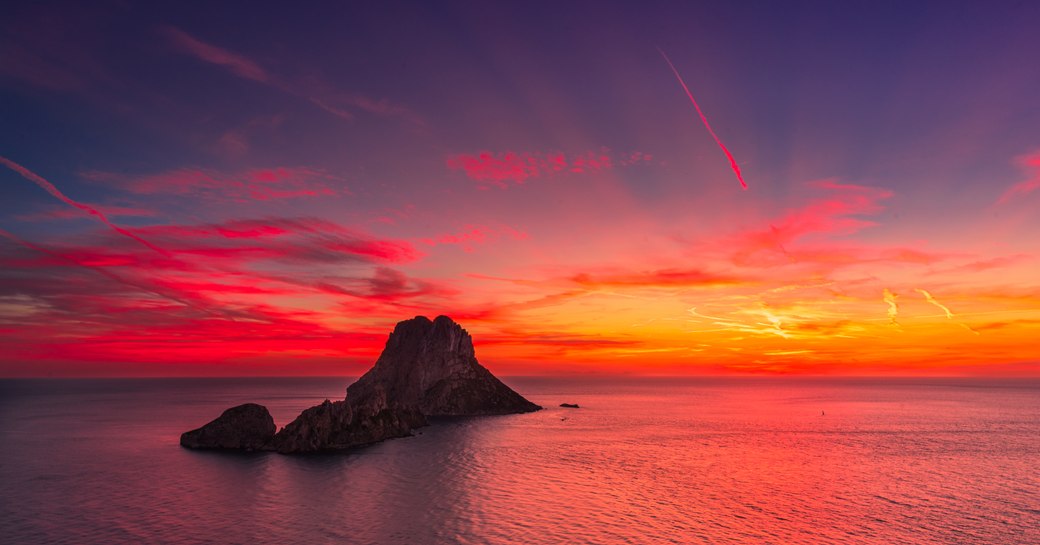 magical red sunset in Ibiza Mediterranean