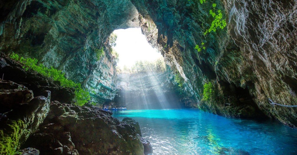 Beautiful Melissani Cave in Kefalonia, Greece