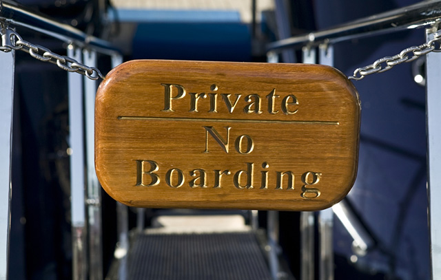 Privacy Yacht Charter sign