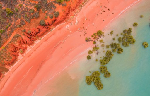 Drone view of Roebuck Bay in Broome, Western Australia