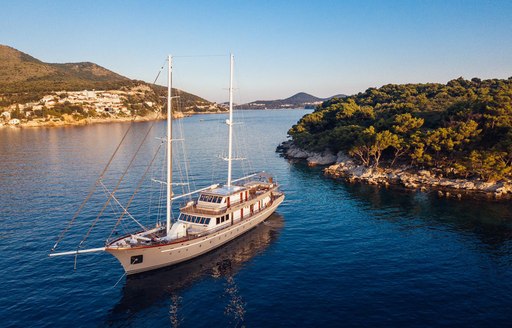Sailing yacht in Greece at anchor