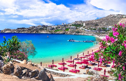 Super paradise beach in Mykonos, Greece