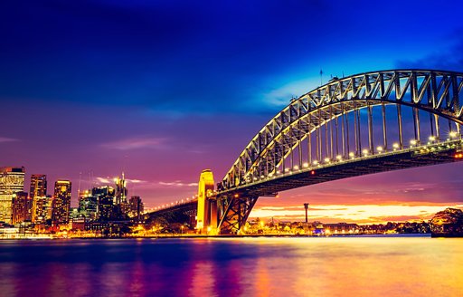 Sydney Harbour Bridge at dusk, Australia