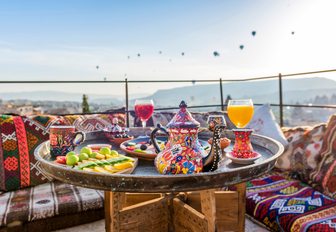 Tea and coffee is very important part of turkish culture charter guests can visit many fine cafes in the country where they can sample the flavours of the east med and also get breathtaking views of hot air balloons flying overhead